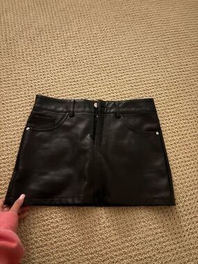Edikted Black Faux Leather Mini Skirt